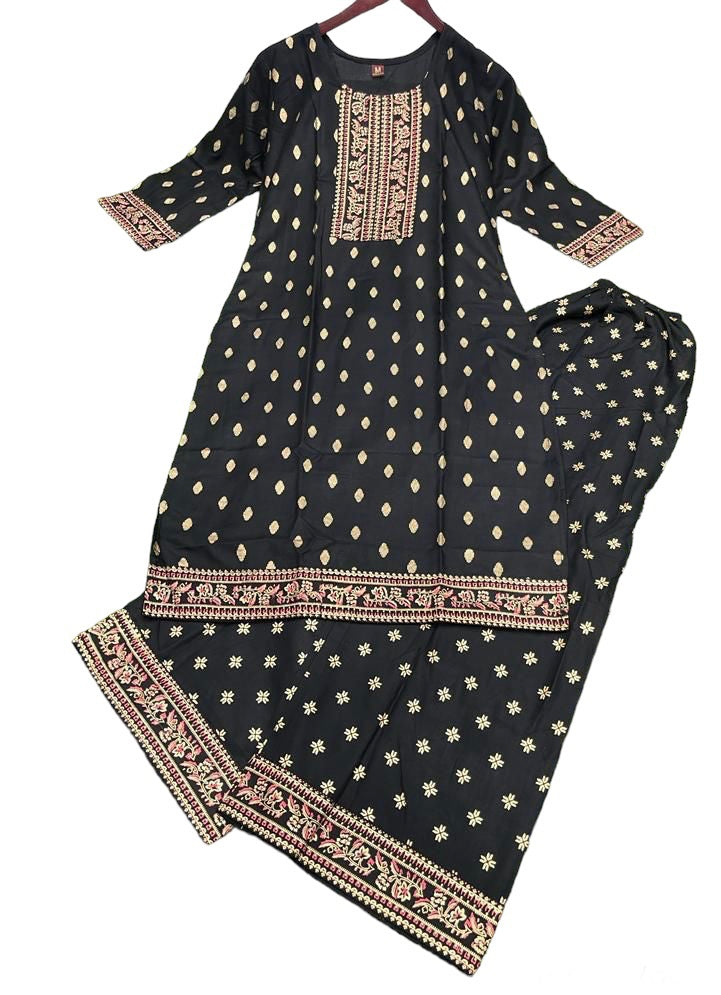 Rayon Foil Print Kurta Palazzo Set - 2 piece Casual Wear