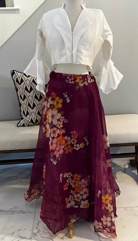 Contemporary style digital printed lehenga choli set